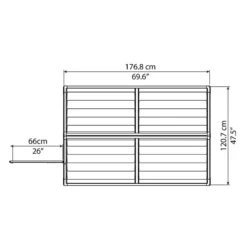 4' X 6' Palram Canopia Dark Green Skylight Plastic Shed (1.21m X 1.77m) -Zen Gardenia Sales 703651 skylight shed 4x6 dark green drawing2 min
