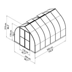8'x12' Palram Canopia Bella Large Walk In Silver Aluminium Framed Greenhouse (2.4x3.6m) -Zen Gardenia Sales 703730 07