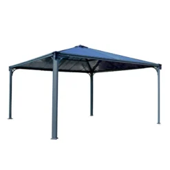 14x14 Palram Canopia Palermo 4300 Grey Garden Gazebo -Zen Gardenia Sales 704044 palram palermo 4300 garden gazebo grey cutout