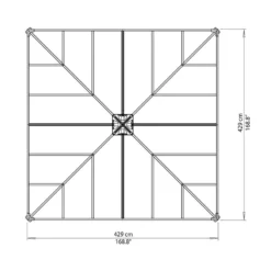 14x14 Palram Canopia Palermo 4300 Grey Garden Gazebo -Zen Gardenia Sales 704044 palram palermo 4300 garden gazebo grey drawing2