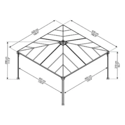 14x14 Palram Canopia Palermo 4300 Grey Garden Gazebo -Zen Gardenia Sales 704044 palram palermo 4300 garden gazebo grey drawing3