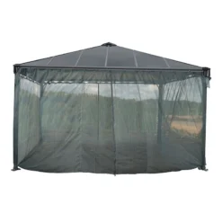 14x14 Palram Canopia Palermo 4300 Grey Garden Gazebo -Zen Gardenia Sales 704044 palram palermo 4300 garden gazebo grey netting cutout