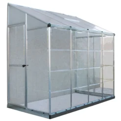 8'x4' Palram Canopia Hybrid Silver Lean To Wall Walk In Greenhouse (2.4x1.22m) -Zen Gardenia Sales 704052 lean to grow house 8x4 silver hybrid cutout