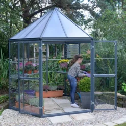 8x7 Palram Canopia Oasis Hexagonal Polycarbonate Greenhouse -Zen Gardenia Sales 704053 8ft palram oasis hexagonal polycarbonate greenhouse no3