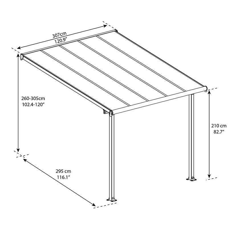 10x10 Palram Canopia Olympia Grey Patio Cover With Clear Panels 4 10x10 Palram Canopia Olympia Grey Patio Cover With Clear Panels - Image 2
