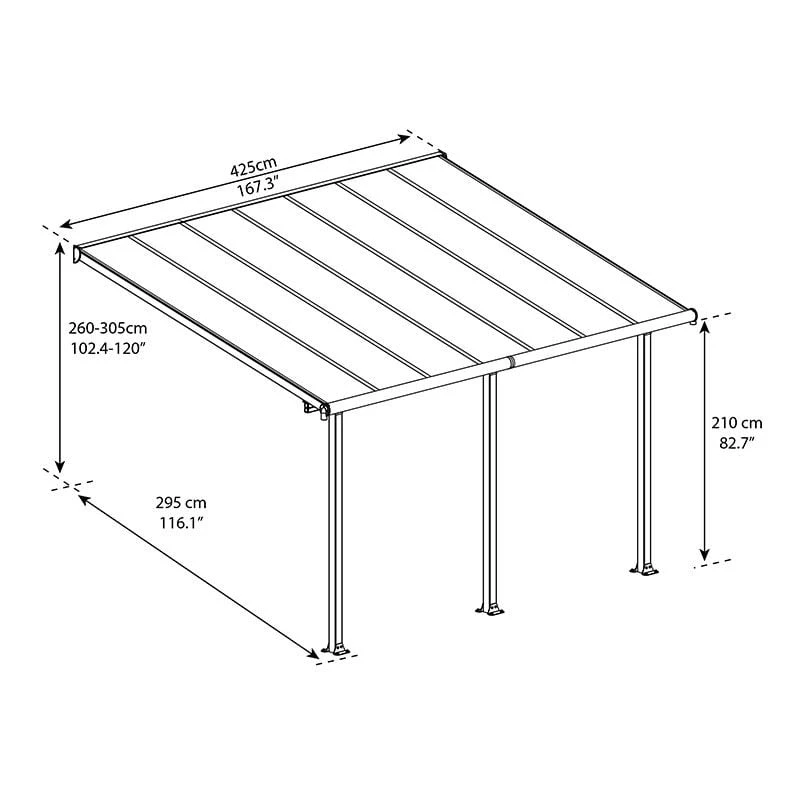 10x14 Palram Canopia Olympia Grey Patio Cover With Clear Panels 4 10x14 Palram Canopia Olympia Grey Patio Cover With Clear Panels - Image 2