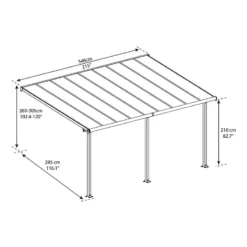 10x18 Palram Canopia Olympia Grey Patio Cover With Clear Panels -Zen Gardenia Sales 704219 palram olympia patio cover roof grey 3x5 46 drawing1