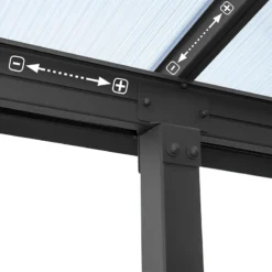 10' X 24' Palram Canopia Olympia Grey Patio Cover With Clear Panels (2.95m X 7.39m) -Zen Gardenia Sales 704353 10x24 palram olympia grey patio cover clear panels close up3 min 1