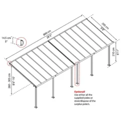 10' X 28' Palram Canopia Olympia White Patio Cover With Clear Panels (2.95m X 8.60m) 13 10' X 28' Palram Canopia Olympia White Patio Cover With Clear Panels (2.95m X 8.60m) -Zen Gardenia Sales 704357 10x28 palram olympia white patio cover clear panels drawing1 min 1