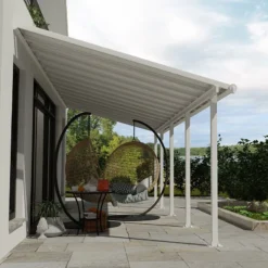10' X 28' Palram Canopia Olympia White Patio Cover With Clear Panels (2.95m X 8.60m) 12 10' X 28' Palram Canopia Olympia White Patio Cover With Clear Panels (2.95m X 8.60m) -Zen Gardenia Sales 704357 10x28 palram olympia white patio cover clear panels insitu2 min 1