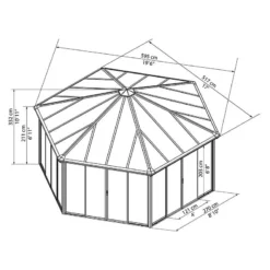 20x17 Palram Canopia Garda Enclosed Grey Gazebo -Zen Gardenia Sales 704467 palram garda enclosed grey gazebo drawing1