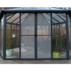 20x17 Palram Canopia Garda Enclosed Grey Gazebo -Zen Gardenia Sales 704467 palram garda enclosed grey gazebo screen door