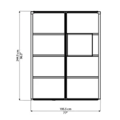 6'x8' Palram Canopia Glory Grey Walk In Polycarbonate Greenhouse (1.8x2.4m) -Zen Gardenia Sales 704494 palram glory 6x8 grey greenhouse drawing2