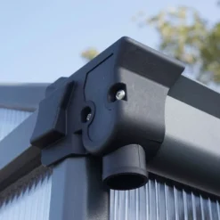 6'x8' Palram Canopia Glory Grey Walk In Polycarbonate Greenhouse (1.8x2.4m) -Zen Gardenia Sales 704494 palram glory 6x8 grey greenhouse gutter