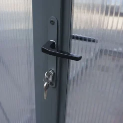 6'x8' Palram Canopia Glory Grey Walk In Polycarbonate Greenhouse (1.8x2.4m) -Zen Gardenia Sales 704494 palram glory 6x8 grey greenhouse lock