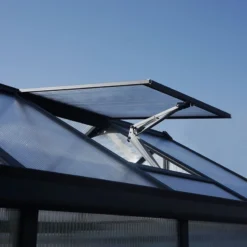 6'x8' Palram Canopia Glory Grey Walk In Polycarbonate Greenhouse (1.8x2.4m) -Zen Gardenia Sales 704494 palram glory 6x8 grey greenhouse roof vent