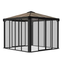 10x10 Palram Canopia Ledro 3000 Enclosed Grey Gazebo -Zen Gardenia Sales 704744 palram ledro 3000 enclosed grey gazebo cutout1