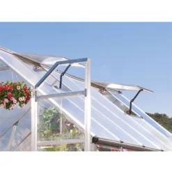 8' X 12' Palram Canopia Balance Silver Greenhouse (3.67m X 2.44m) -Zen Gardenia Sales 704763 balance 8x12 silver greenhouse close up3 min