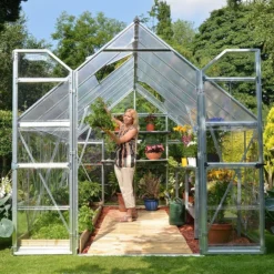 8' X 12' Palram Canopia Balance Silver Greenhouse (3.67m X 2.44m) -Zen Gardenia Sales 704763 balance 8x12 silver greenhouse insitu3 min