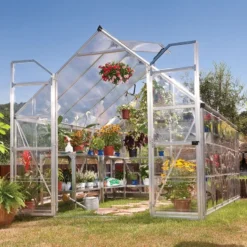 8' X 12' Palram Canopia Balance Silver Greenhouse (3.67m X 2.44m) -Zen Gardenia Sales 704763 balance 8x12 silver greenhouse insitu5 min