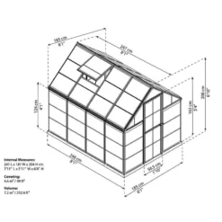 6' X 8' Palram Canopia Harmony Grey Greenhouse (1.85m X 2.47m) 16 6' X 8' Palram Canopia Harmony Grey Greenhouse (1.85m X 2.47m) -Zen Gardenia Sales 705098 harmony 6x8 grey drawing1 min 1