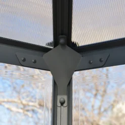 12' X 10' Palram Canopia Oasis Hexagonal Greenhouse (3.63m X 3.16m) -Zen Gardenia Sales 705239 oasis hexagonal 12ft greenhouse close up6 min 1