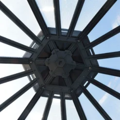 12' X 10' Palram Canopia Oasis Hexagonal Greenhouse (3.63m X 3.16m) -Zen Gardenia Sales 705239 oasis hexagonal 12ft greenhouse close up7 min 1