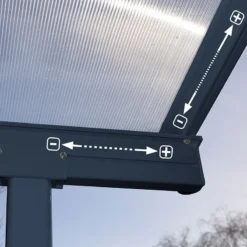 7' X 22' Palram Canopia Sierra Grey Clear Patio Cover (2.28m X 6.71m) -Zen Gardenia Sales 705484 7x22 palram sierra grey patio cover close up2 min 1