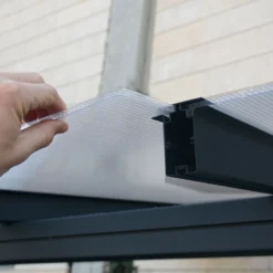 7' X 22' Palram Canopia Sierra Grey Clear Patio Cover (2.28m X 6.71m) -Zen Gardenia Sales 705484 7x22 palram sierra grey patio cover close up3 min 1