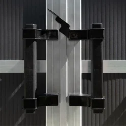 11' X 17.2' Palram Canopia Yukon Dark Grey Plastic Shed (3.32m X 5.19m) -Zen Gardenia Sales 705683 yukon 11x17 dark grey shed close up6 min 1