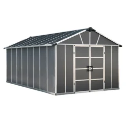 11' X 17.2' Palram Canopia Yukon Dark Grey Plastic Shed (3.32m X 5.19m) -Zen Gardenia Sales 705683 yukon 11x17 dark grey shed cutout min 1