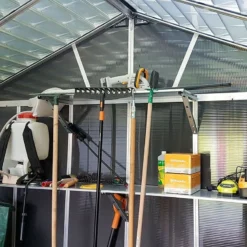 11' X 17.2' Palram Canopia Yukon Dark Grey Plastic Shed With WPC Floor (3.32m X 5.19m) 29 11' X 17.2' Palram Canopia Yukon Dark Grey Plastic Shed With WPC Floor (3.32m X 5.19m) -Zen Gardenia Sales 705723 yukon 11x17 dark grey shed with floor close up3 min 1