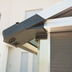 11' X 17.2' Palram Canopia Yukon Dark Grey Plastic Shed With WPC Floor (3.32m X 5.19m) 35 11' X 17.2' Palram Canopia Yukon Dark Grey Plastic Shed With WPC Floor (3.32m X 5.19m) -Zen Gardenia Sales 705723 yukon 11x17 dark grey shed with floor close up9 min 1