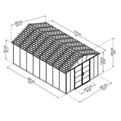 11' X 17.2' Palram Canopia Yukon Dark Grey Plastic Shed With WPC Floor (3.32m X 5.19m) 25 11' X 17.2' Palram Canopia Yukon Dark Grey Plastic Shed With WPC Floor (3.32m X 5.19m) -Zen Gardenia Sales 705723 yukon 11x17 dark grey shed with floor drawing min 1