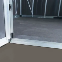 11' X 21.3' Palram Canopia Yukon Dark Grey Plastic Shed With WPC Floor (3.32m X 6.43m) -Zen Gardenia Sales 705724 yukon 11x21 dark grey shed with floor close up13 min 1