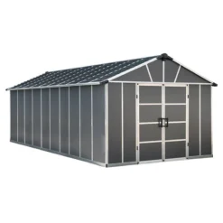 11' X 21.3' Palram Canopia Yukon Dark Grey Plastic Shed With WPC Floor (3.32m X 6.43m) -Zen Gardenia Sales 705724 yukon 11x21 dark grey shed with floor cutout min 1