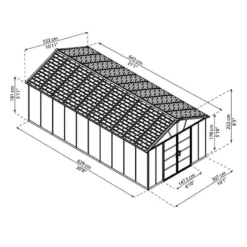 11' X 21.3' Palram Canopia Yukon Dark Grey Plastic Shed With WPC Floor (3.32m X 6.43m) -Zen Gardenia Sales 705724 yukon 11x21 dark grey shed with floor drawing min 1