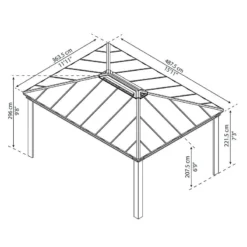 16' X 12' Palram Canopia Dallas 4900 Grey Garden Gazebo (4.88m X 3.64m) -Zen Gardenia Sales 706082 16x12 palram dallas 4900 grey garden gazebo drawing min 1