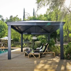 16' X 12' Palram Canopia Dallas 4900 Grey Garden Gazebo (4.88m X 3.64m) -Zen Gardenia Sales 706082 16x12 palram dallas 4900 grey garden gazebo insitu5 min