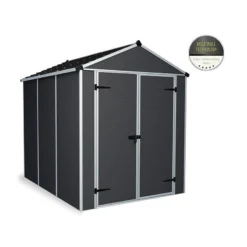6' X 8' Palram Canopia Rubicon Double Door Plastic Garden Shed - Dark Grey (1.85m X 2.28m) -Zen Gardenia Sales 706807bun 6x8 palram rubicon dd plastic shed grey cutout min