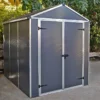 6' X 8' Palram Canopia Rubicon Double Door Plastic Garden Shed - Dark Grey (1.85m X 2.28m) -Zen Gardenia Sales 706807bun 6x8 palram rubicon dd plastic shed grey insitu1 min