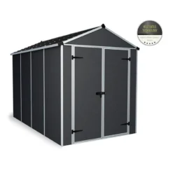 6' X 10' Palram Canopia Rubicon Double Door Plastic Garden Shed - Dark Grey (1.85m X 3m) -Zen Gardenia Sales 706808bun 6x10 palram rubicon dd plastic shed grey cutout min
