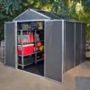 6' X 10' Palram Canopia Rubicon Double Door Plastic Garden Shed - Dark Grey (1.85m X 3m) -Zen Gardenia Sales 706808bun 6x10 palram rubicon dd plastic shed grey insitu1 min