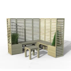 6'9 X 6'9 Forest Modular Wooden Garden Seating Set Number 3 (2.06m X 2.06m) -Zen Gardenia Sales 8 modseat3hd render1 min 1