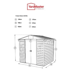 8' X 6'5 Yardmaster Glencoe Metal Shed (2.43m X 1.97m) -Zen Gardenia Sales 86wgl 1