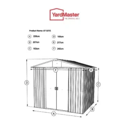 8' X 7' Yardmaster Green 87GEYZ Metal Shed (2.42m X 2.17m) 16 8' X 7' Yardmaster Green 87GEYZ Metal Shed (2.42m X 2.17m) -Zen Gardenia Sales 87geyz tech 2