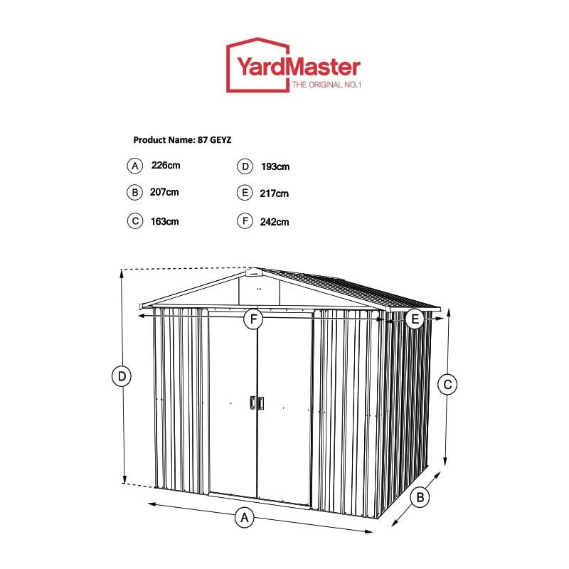 8' X 7' Yardmaster Green 87GEYZ Metal Shed (2.42m X 2.17m) 7 8' X 7' Yardmaster Green 87GEYZ Metal Shed (2.42m X 2.17m) - Image 5