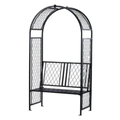 Panacea Twisted Lattice Metal Garden Arch With Seat 7'3 X 3'9 -Zen Gardenia Sales 89095 panacea twisted lattice metal garden arch with seat 7 3 x 3 9 cutout min