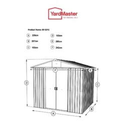 8' X 9' Yardmaster Green Metal Shed 89GEYZ (2.42m X 2.80m) -Zen Gardenia Sales 89geyz tech 1 1