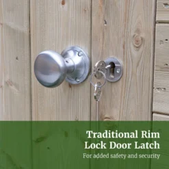 8' X 6' Forest Timberdale 25yr Guarantee Tongue & Groove Pressure Treated Windowless Reverse Apex Shed (2.47m X 1.98m) -Zen Gardenia Sales 9 fg timberdale traditional rim lock door latch 3